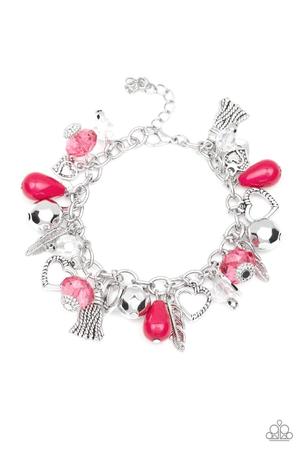 Completely Innocent - Paparazzi - Pink Bead Silver Charm Clasp Bracelet