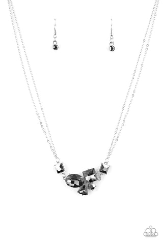 Constellation Collection - Paparazzi - Silver Hematite and Smoky Shaped Gem Necklace
