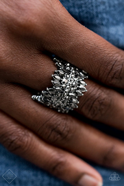 Cosmic Confetti - Paparazzi - Silver Hematite Rhinestone Ring