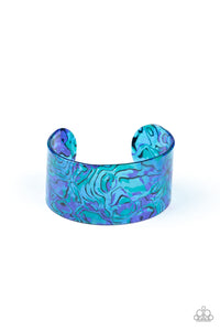 Cosmic Couture - Paparazzi - Blue Watercolor Acrylic Cuff Bracelet