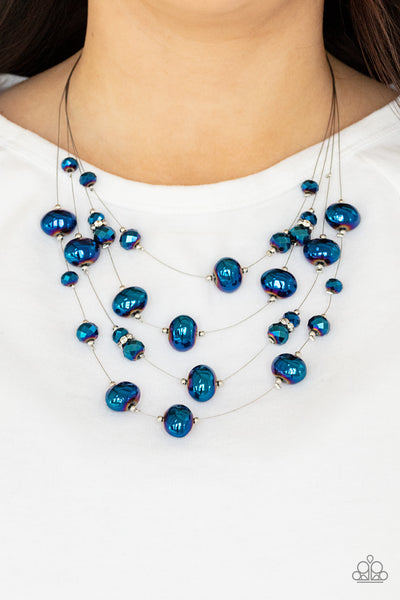 Cosmic Real Estate - Paparazzi - Blue Oil Spill Layered Wire Necklace