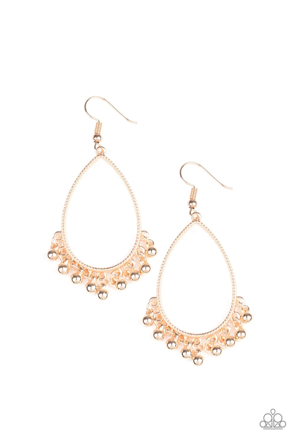 Country Charm - Paparazzi - Rose Gold Teardrop Beaded Earrings