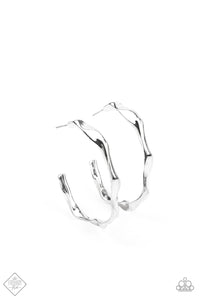 Coveted Curves - Paparazzi - Silver Wavy Hammered Hoop Earrings June Fashion Fix 2021