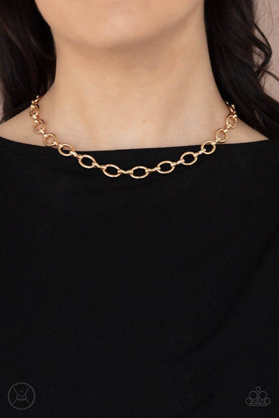 Craveable Couture - Paparazzi - Gold Link Choker Necklace