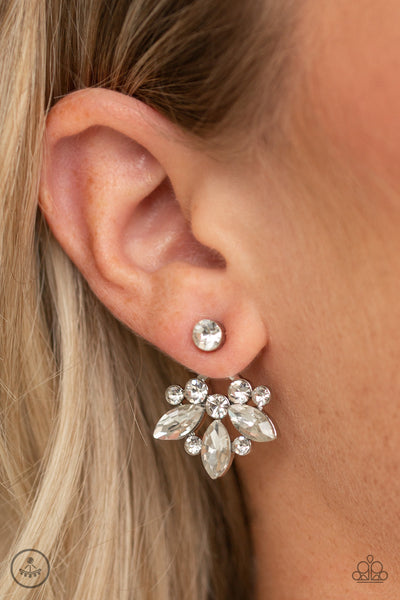 Crystal Constellations - Paparazzi - White Rhinestone Jacket Post Earrings