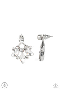 Crystal Constellations - Paparazzi - White Rhinestone Jacket Post Earrings