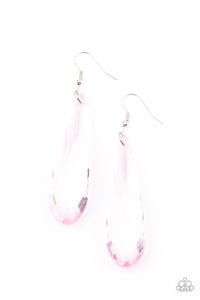 Crystal Crowns - Paparazzi - Pink Crystal Gem Teardrop Earrings