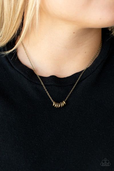 Dainty Dalliance - Paparazzi - Brass Ring Cluster Necklace