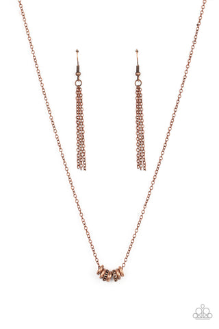 Dainty Dalliance - Paparazzi - Copper Ring Cluster Dainty Necklace