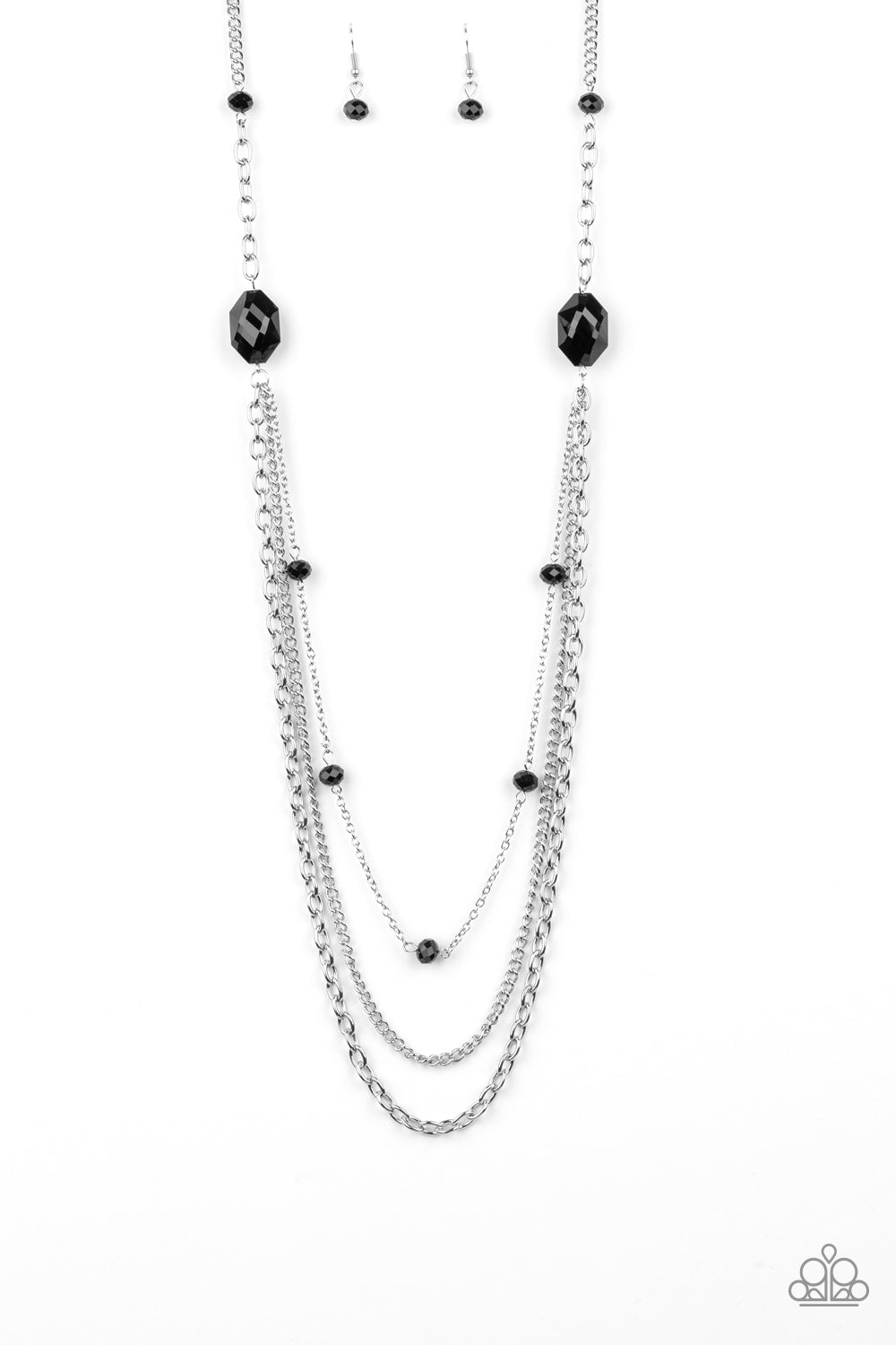 Dare To Dazzle - Paparazzi - Black Bead Layered Chain Necklace