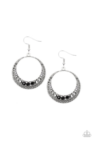 Demanding Dazzle - Paparazzi - Multi Hematite Black Rhinestone Earrings