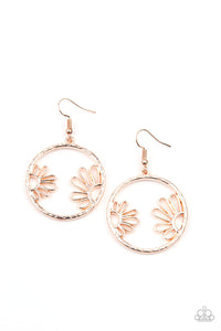 Demurely Daisy - Paparazzi - Rose Gold Floral Circular Earrings