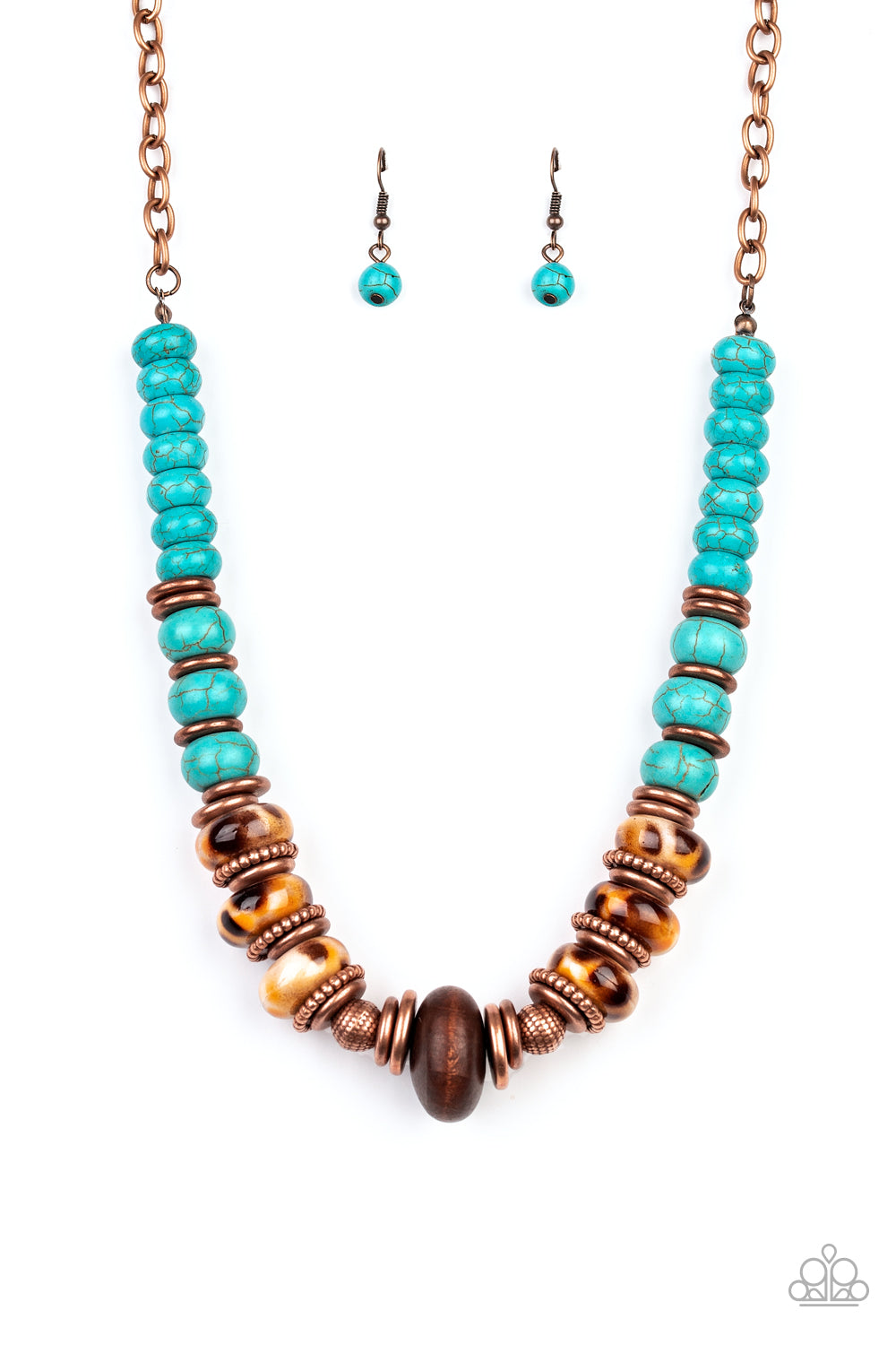 Desert Tranquility - Paparazzi - Copper Artisan Turquoise Bead Necklace