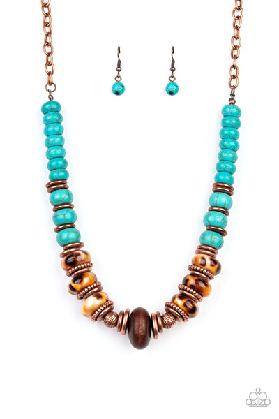 Desert Tranquility - Paparazzi - Copper Artisan Turquoise Bead Necklace