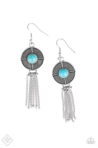 Desert Voyage - Paparazzi - Blue Turquoise Silver Tassel Earrings