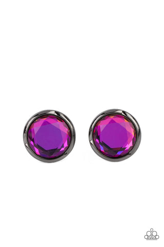 Double-Take Twinkle - Paparazzi - Multi Oil Spill Gem Post Earrings