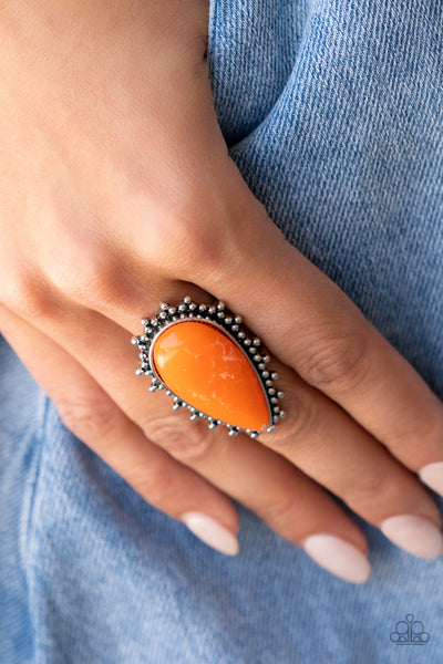 Down-to-Earth Essence - Paparazzi - Orange Teardrop Stone 2022 Convention Exclusive Ring