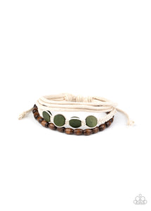 Dream Beach House - Paparazzi - Green Wood Bead Twine Sliding Knot Bracelet