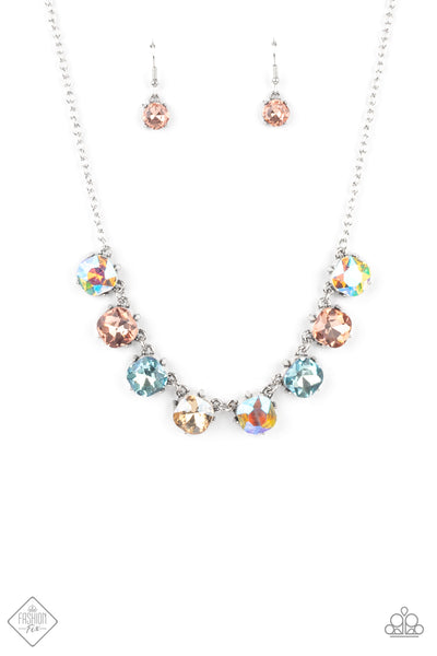 Dreamy Decorum - Paparazzi - Multi Iridescent Pastel Fashion Fix June 2021 Necklace