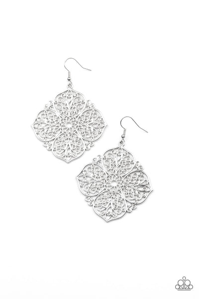 Dubai Detour - Paparazzi -Silver Floral Filigree Earrings