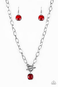 Dynamite Dazzle - Paparazzi - Red Gem Silver Toggle Necklace