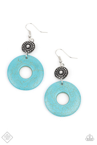 Earthy Epicenter - Paparazzi - Blue Turquoise Stone Ring Fashion Fix Earrings