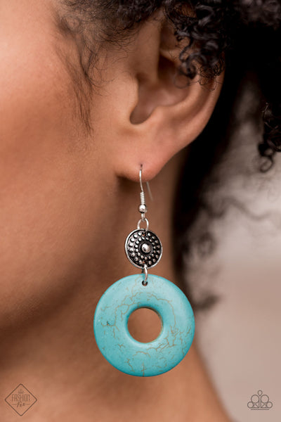 Earthy Epicenter - Paparazzi - Blue Turquoise Stone Ring Fashion Fix Earrings