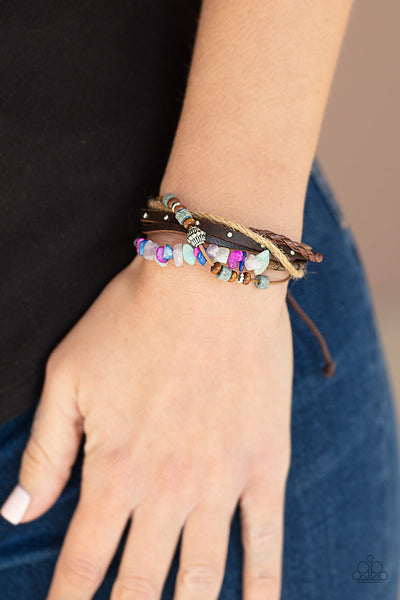 Eco Excursion - Paparazzi - Multi Stone Leather Urban Bracelet