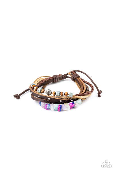 Eco Excursion - Paparazzi - Multi Stone Leather Urban Bracelet