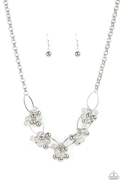 Effervescent Ensemble - Paparazzi - Multi Iridescent and Silver Bead Cluster Life of the Party Necklace