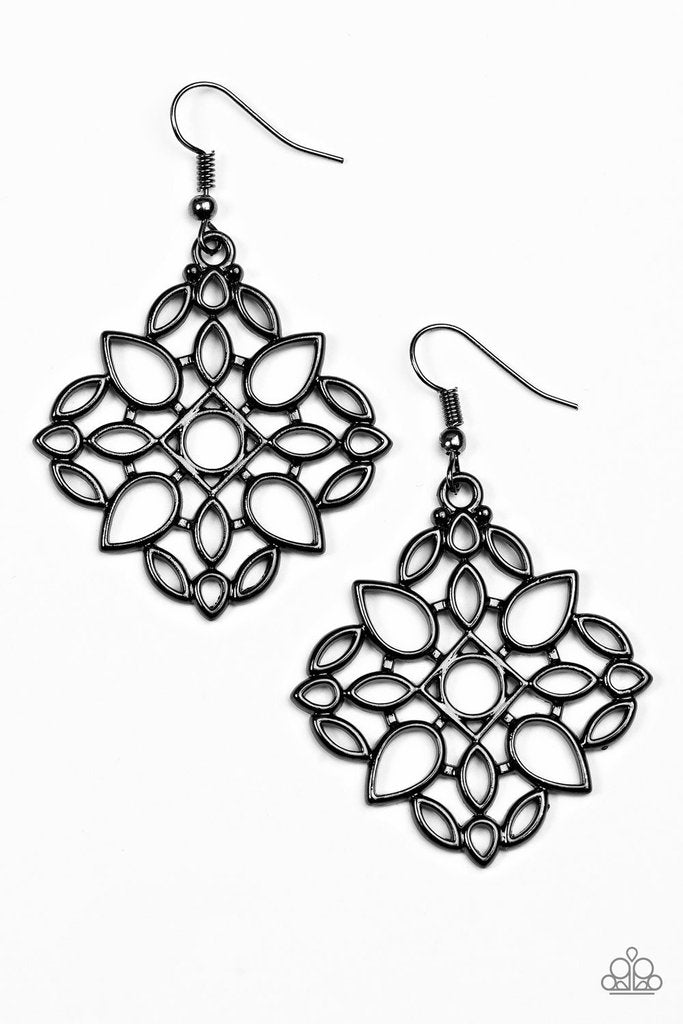 Elaborate Scheme - Paparazzi - Black Gunmetal Earrings