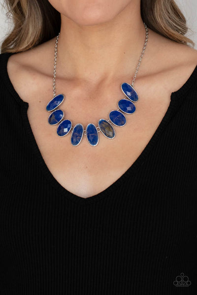 Elliptical Episode - Paparazzi - Blue and Gold Smoky Oval Necklace