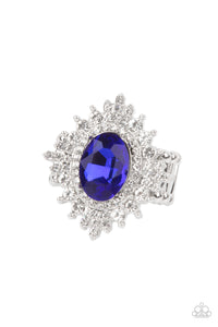 Five-Star Stunner - Paparazzi - Blue Gem White Rhinestone EMP Exclusive Ring