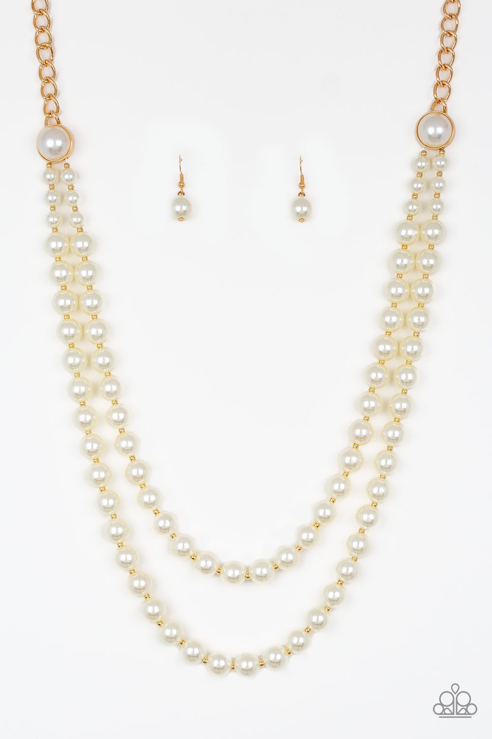 Endless Elegance - Paparazzi - Gold and White Pearl Necklace