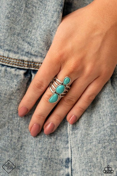 Extra Eco - Paparazzi - Blue Turquoise Silver Ring Fashion Fix Exclusive