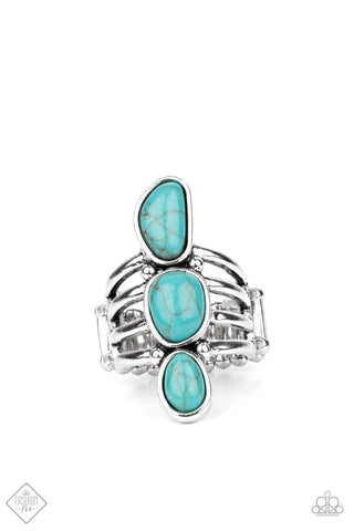 Extra Eco - Paparazzi - Blue Turquoise Silver Ring Fashion Fix Exclusive