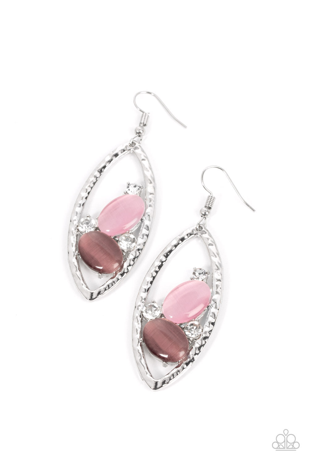 Famously Fashionable - Paparazzi - Multi Pink and Purple Cats Eye Stone Earrings