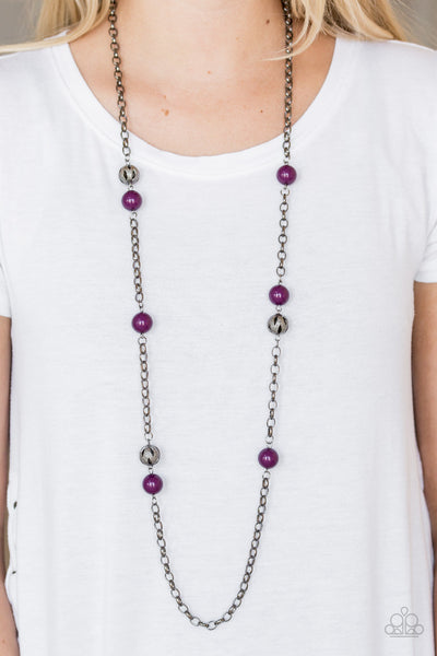 Fashion Fad - Paparazzi - Purple and Gunmetal Bead Necklace