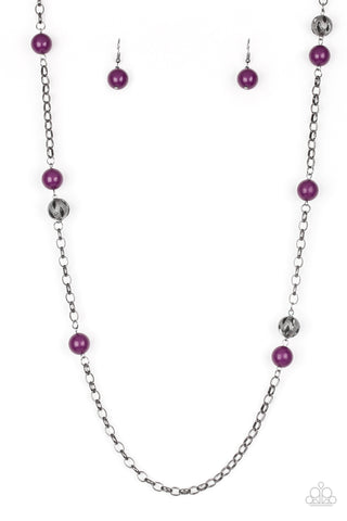 Fashion Fad - Paparazzi - Purple and Gunmetal Bead Necklace