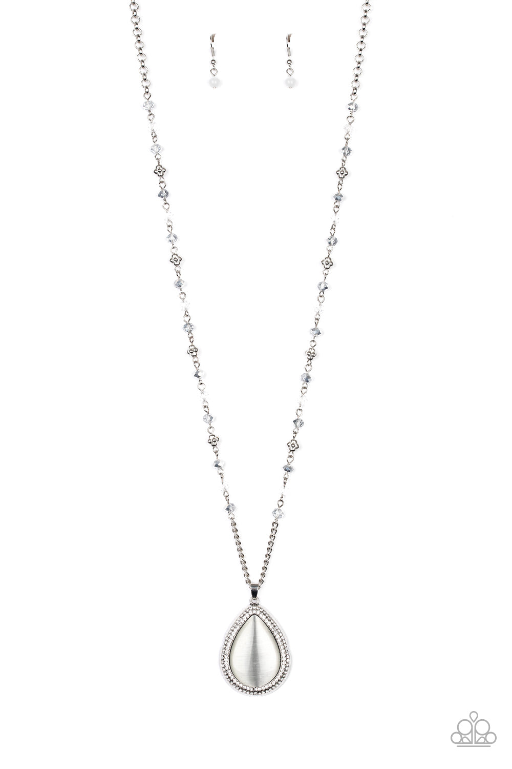 Fashion Flaunt - Paparazzi - White Moonstone Teardrop Necklace