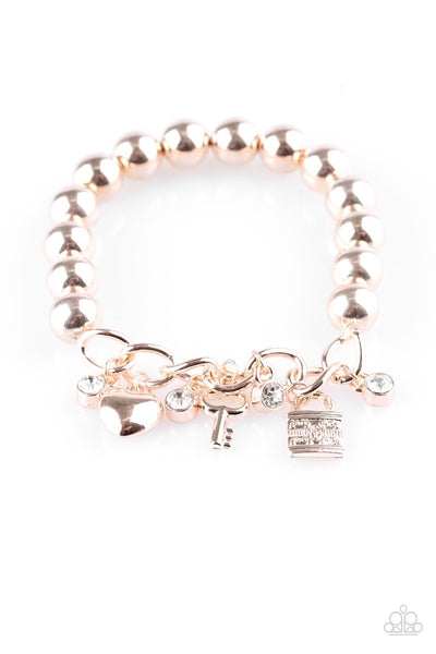 Feelin Flirtatious - Paparazzi - Rose Gold Charm Stretch Bracelet