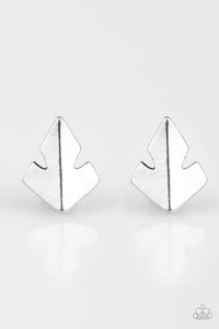 Fire Drill - Paparazzi - Silver Flame Shape Post Earrings