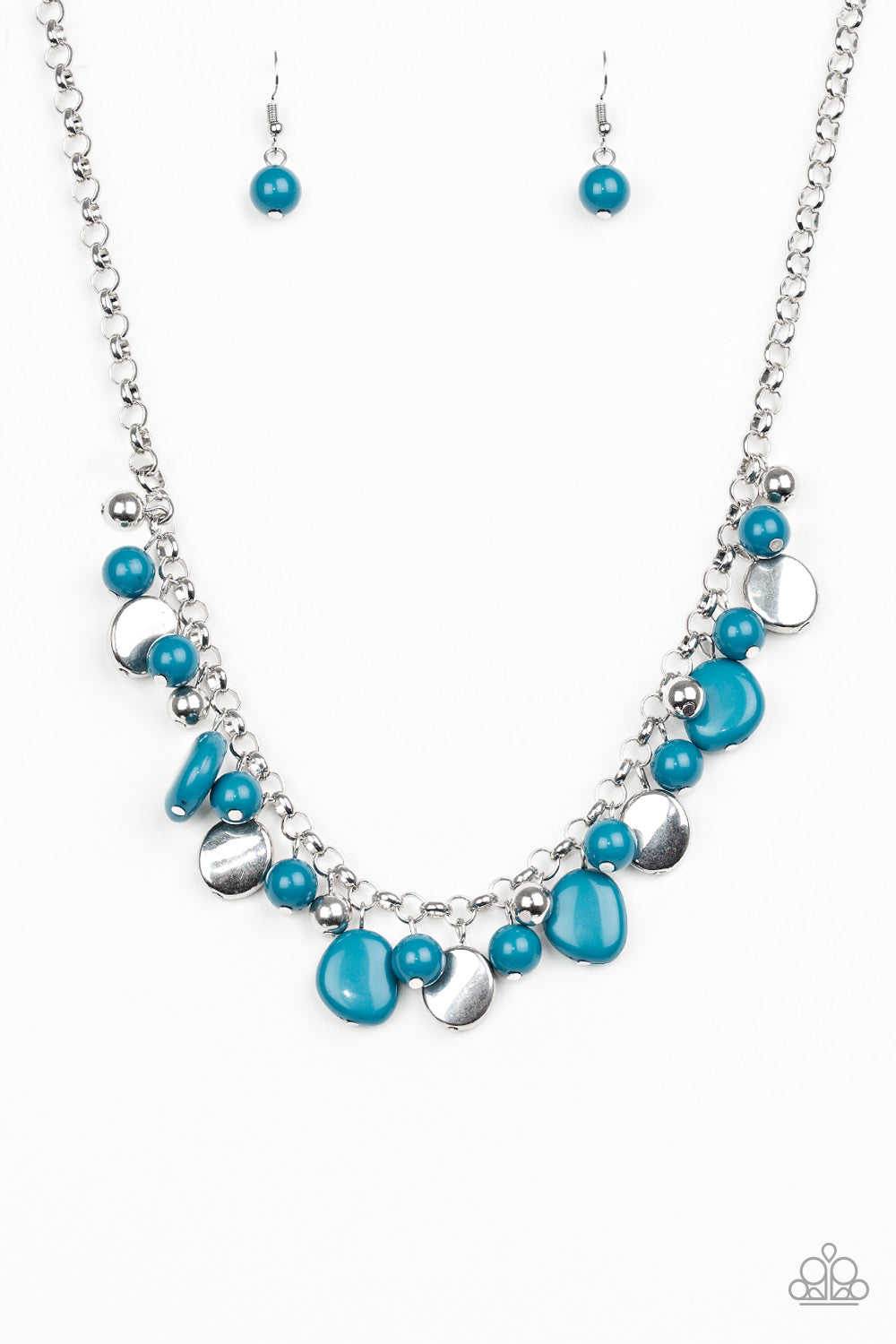 Flirtatiously Florida - Paparazzi - Blue and Silver Bead Necklace