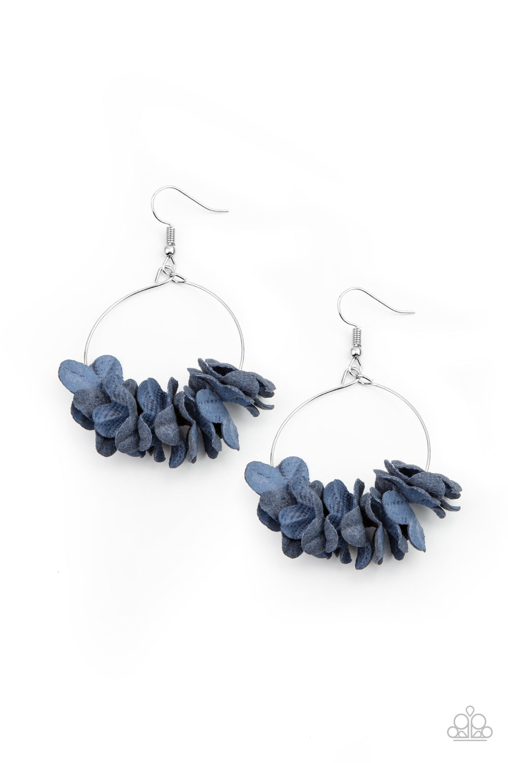 Flirty Florets - Paparazzi - Blue Flower Silver Circle Earrings