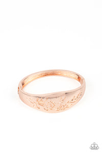 Fond of Florals - Paparazzi - Rose Gold Stamped Flower Hinge Bangle Bracelet