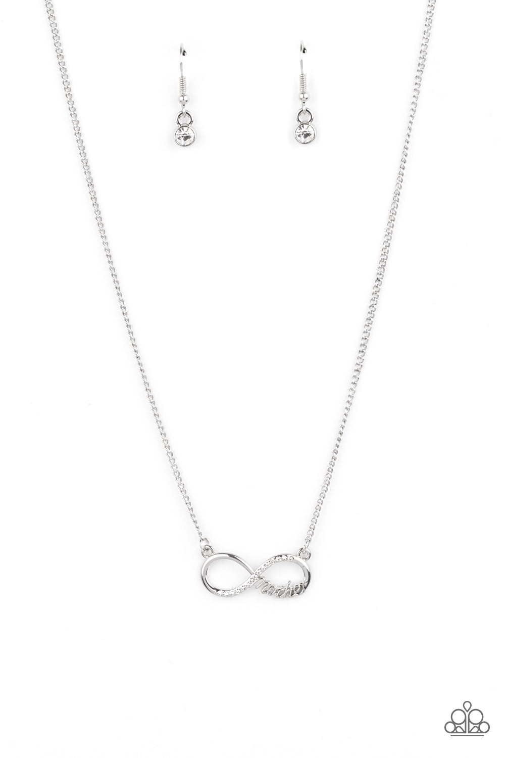 Forever Your Mom - Paparazzi - White Rhinestone Silver Mother Infinity Necklace