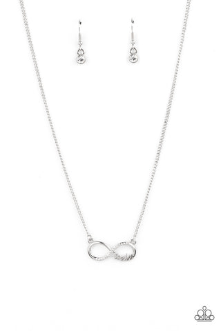 Forever Your Mom - Paparazzi - White Rhinestone Silver Mother Infinity Necklace