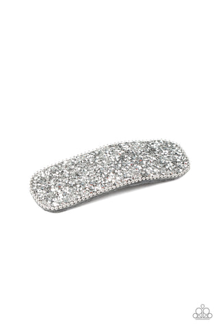 From HAIR On Out - Paparazzi - Silver Encrusted Rhinestone Hair Clip