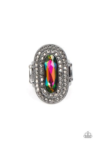 Fueled by Fashion - Paparazzi - Multi Oil Spill Hematite Oval Life of the Party Ring