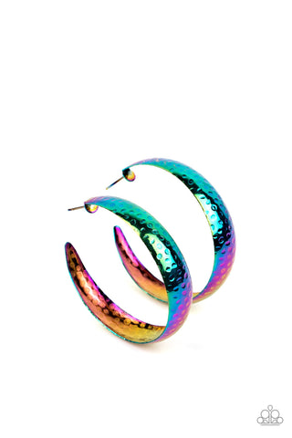 Futuristic Flavor - Paparazzi - Multi Oil Spill Life of the Party Hoop Earrings